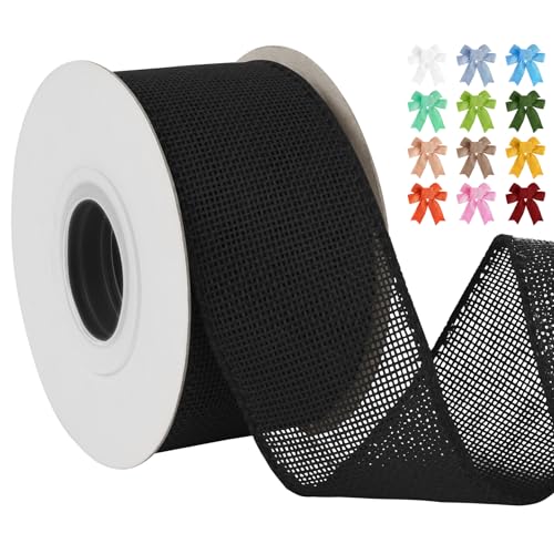 Uiopa Juteband 50mm Breit, 18,2m Vintage Geschenkband Schwarz mit Draht, Decoband Jute Sackleinen Ribbon Band für Kränze, Schleifenherstellung, Geschenk, Heimdekoration, DIY Kunsthandwerk Uiopa Juteband 50mm Breit, 18,2m Vintage Geschenkband Schwarz mit Draht, Decoband Jute Sackleinen Ribbon Band für Kränze, Schleifenherstellung, Geschenk, Heimdekoration, DIY Kunsthandwerk von Uiopa