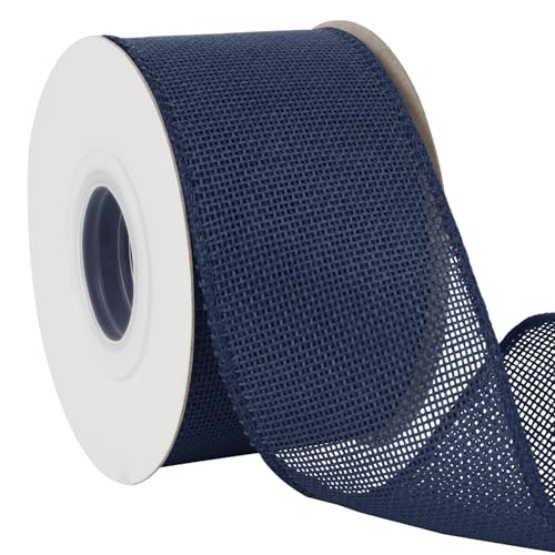 Uiopa Juteband 63mm Breit, 18,2m Vintage Geschenkband Marineblau mit Draht, Decoband Jute Sackleinen Ribbon Band für Kränze, Schleifenherstellung, Geschenk, Heimdekoration, DIY Kunsthandwerk Uiopa Juteband 63mm Breit, 18,2m Vintage Geschenkband Marineblau mit Draht, Decoband Jute Sackleinen Ribbon Band für Kränze, Schleifenherstellung, Geschenk, Heimdekoration, DIY Kunsthandwerk von Uiopa