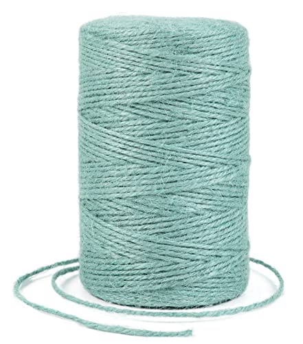 Uiopa Juteschnur 2mm x 200m, Jutegarn Juteseil Hanfseil Gartenschnur Paketschnur Naturfaser, 3-Lagig Jute Schnur für Garten, DIY Basteln, Geschenkverpackung, Weihnachtsdekoration (Aquablau) von Uiopa