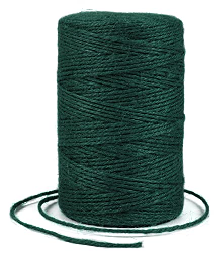 Uiopa Juteschnur 2mm x 200m, Jutegarn Juteseil Hanfseil Gartenschnur Paketschnur Naturfaser, 3-Lagig Jute Schnur für Garten, DIY Basteln, Geschenkverpackung, Weihnachtsdekoration (Dunkelgrün) von Uiopa