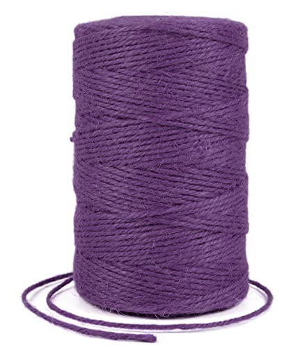 Uiopa Juteschnur 2mm x 200m, Jutegarn Juteseil Hanfseil Gartenschnur Paketschnur Naturfaser, 3-Lagig Jute Schnur für Garten, DIY Basteln, Geschenkverpackung, Weihnachtsdekoration (Dunkelviolett) von Uiopa