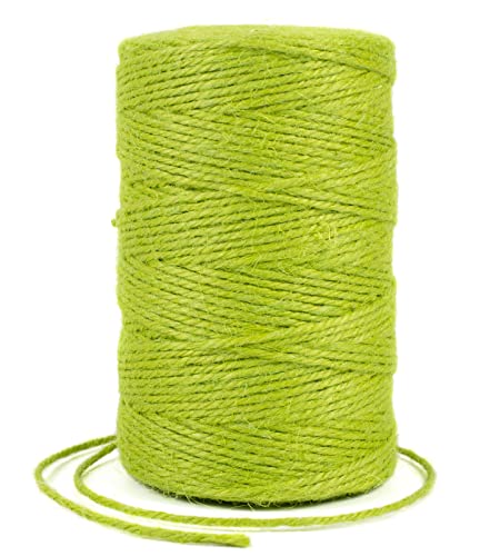 Uiopa Juteschnur 2mm x 200m, Jutegarn Juteseil Hanfseil Gartenschnur Paketschnur Naturfaser, 3-Lagig Jute Schnur für Garten, DIY Basteln, Geschenkverpackung, Weihnachtsdekoration (Frucht Grün) von Uiopa