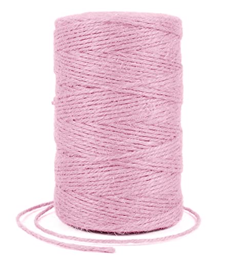 Uiopa Juteschnur 2mm x 200m, Jutegarn Juteseil Hanfseil Gartenschnur Paketschnur Naturfaser, 3-Lagig Jute Schnur für Garten, DIY Basteln, Geschenkverpackung, Weihnachtsdekoration (Rosa) von Uiopa