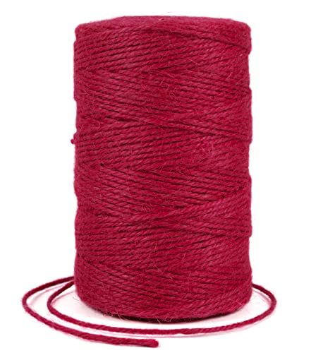Uiopa Juteschnur 2mm x 200m, Jutegarn Juteseil Hanfseil Gartenschnur Paketschnur Naturfaser, 3-Lagig Jute Schnur für Garten, DIY Basteln, Geschenkverpackung, Weihnachtsdekoration (Rot) von Uiopa