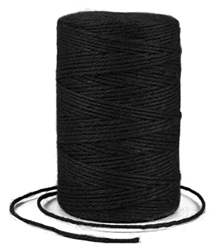 Uiopa Juteschnur 2mm x 200m, Jutegarn Juteseil Hanfseil Gartenschnur Paketschnur Naturfaser, 3-Lagig Jute Schnur für Garten, DIY Basteln, Geschenkverpackung, Weihnachtsdekoration (Schwarz) von Uiopa