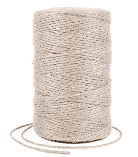 Uiopa Juteschnur 2mm x 200m, Jutegarn Juteseil Hanfseil Gartenschnur Paketschnur Naturfaser, 3-Lagig Jute Schnur für Garten, DIY Basteln, Geschenkverpackung, Weihnachtsdekoration (Weiß) von Uiopa