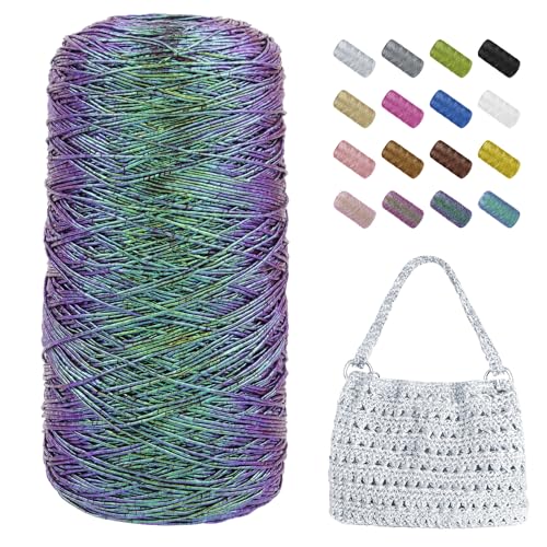 Uiopa Makramee Garn 1mm x 480m Metallic Häkelgarn für Taschen, Polyester Garn Glitzer Taschengarn für Häkelkorb, Heimdekoration, DIY Handwerk Uiopa Makramee Garn 1mm x 480m Metallic Häkelgarn für Taschen, Polyester Garn Glitzer Taschengarn für Häkelkorb, Heimdekoration, DIY Handwerk von Uiopa