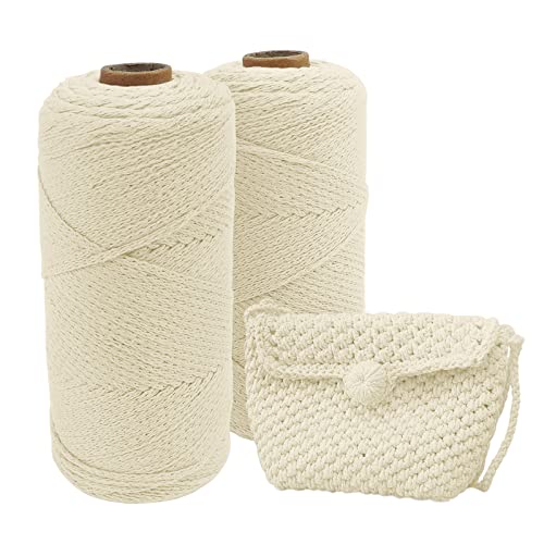 Uiopa Makramee Garn 2mm x 300m, Baumwollgarn Makramee Baumwollkordel Häkelgarn, Makramee Garn Geflochten für Häkeln, Stricken, Wand Aufhängung, Dekoration, DIY Handwerk Uiopa Makramee Garn 2mm x 300m, Baumwollgarn Makramee Baumwollkordel Häkelgarn, Makramee Garn Geflochten für Häkeln, Stricken, Wand Aufhängung, Dekoration, DIY Handwerk von Uiopa