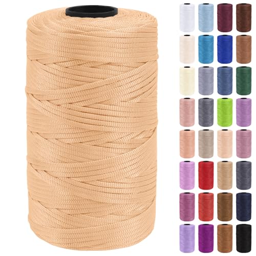 Uiopa Makramee Garn 3mm x 200m Polypropylen Flache Macrame Cord Makramee Band Makramee Schnur Farbig für Häkeln, Stricken, Dekoration, DIY Handwerk von Uiopa