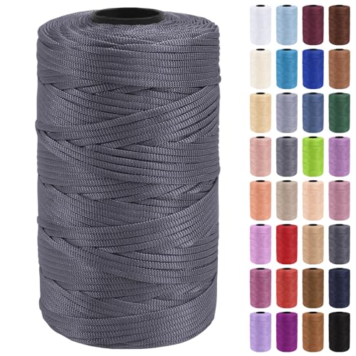 Uiopa Makramee Garn 3mm x 200m Polypropylen Flache Macrame Cord Makramee Band Makramee Schnur Farbig für Häkeln, Stricken, Dekoration, DIY Handwerk von Uiopa