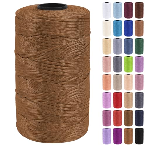 Uiopa Makramee Garn 3mm x 200m Polypropylen Flache Macrame Cord Makramee Band Makramee Schnur Farbig für Häkeln, Stricken, Dekoration, DIY Handwerk von Uiopa