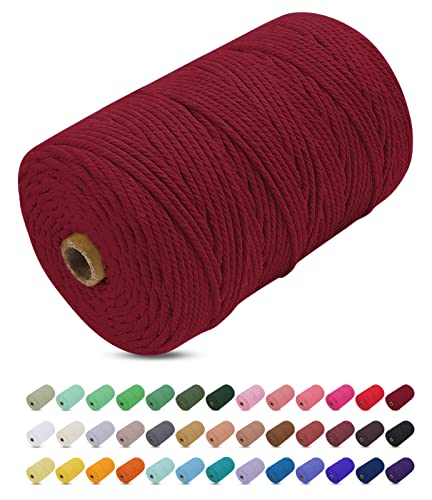 Uiopa Makramee Garn 3mm x 200m Weinrot Farbig Baumwollkordel Baumwollseil Geflochten Baumwollgarn Baumwollschnur, Makramee-Garn für Wandbehang, Hängepflanze, DIY Boho Deko Uiopa Makramee Garn 3mm x 200m Weinrot Farbig Baumwollkordel Baumwollseil Geflochten Baumwollgarn Baumwollschnur, Makramee-Garn für Wandbehang, Hängepflanze, DIY Boho Deko von Uiopa