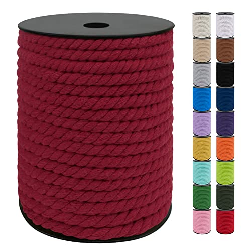 Uiopa Makramee Garn 8mm x 40m, Baumwollkordel 8mm Baumwollseil Dickes Kordel, Macrame Cord für Makramee Wandbehang, Hängepflanze, DIY Basteln, Hochzeitsbogen, Traumfänger (Weinrot) von Uiopa