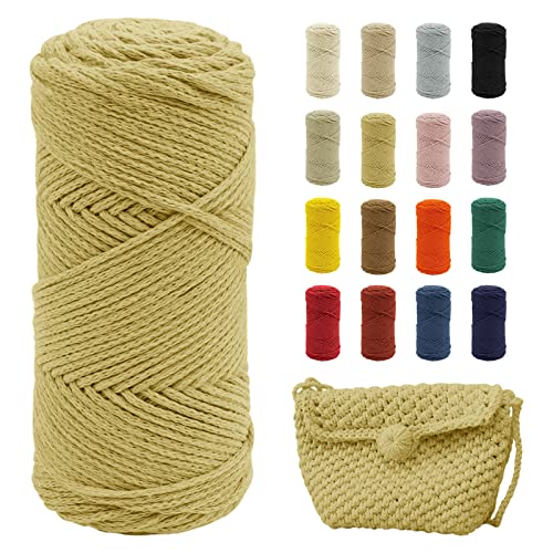 Uiopa Makramee Garn Ingwer, 2mm x 140m Baumwollgarn für Häkeltasche, Polyester Baumwollkordel für Gehäkelte Tasche, Häkelkorb, Weben Dekoration, DIY Handwerk Uiopa Makramee Garn Ingwer, 2mm x 140m Baumwollgarn für Häkeltasche, Polyester Baumwollkordel für Gehäkelte Tasche, Häkelkorb, Weben Dekoration, DIY Handwerk von Uiopa