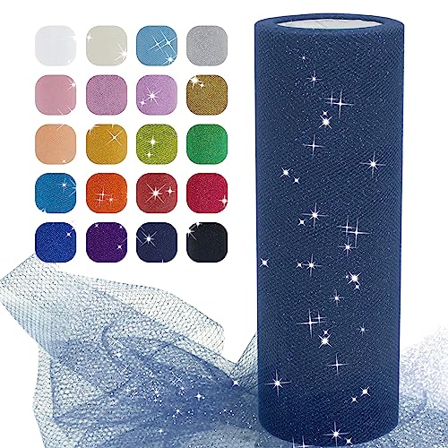 Uiopa Marineblauer Tüll, 15 cm x 22,8 m Tüll-Rolle, Glitzer-Stoff, Polyester-Tüll-Spule für Tutu-Rock, Dekoration für Hochzeit/Party, Geschenkschleife, DIY Handwerk Uiopa Marineblauer Tüll, 15 cm x 22,8 m Tüll-Rolle, Glitzer-Stoff, Polyester-Tüll-Spule für Tutu-Rock, Dekoration für Hochzeit/Party, Geschenkschleife, DIY Handwerk von Uiopa