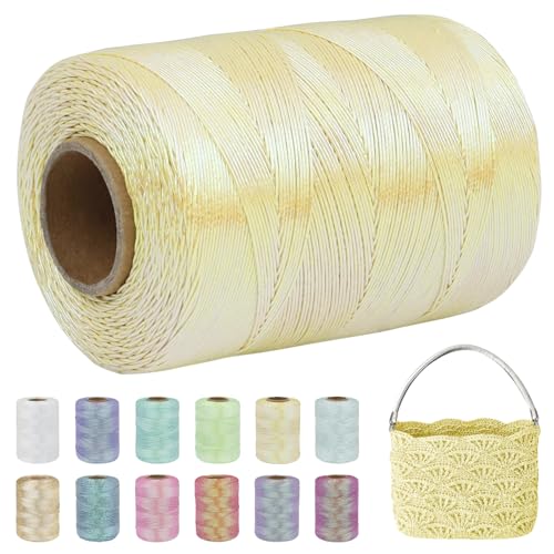 Uiopa Metallic Taschengarn zum Häkeln, Polyester Garn Glitzer Makramee Garn 1mm x 550m Crochet Yarn Gelb Häkelgarn für Taschen, Körbe, Heimdekoration, DIY Handwerk Uiopa Metallic Taschengarn zum Häkeln, Polyester Garn Glitzer Makramee Garn 1mm x 550m Crochet Yarn Gelb Häkelgarn für Taschen, Körbe, Heimdekoration, DIY Handwerk von Uiopa