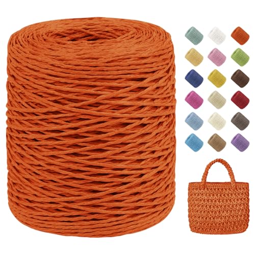 Uiopa Raffia Garn zum Häkeln, 2mm x 150m Papiergarn Naturbast Häkelgarn für Taschen, Raffia Bast Band Bastgarn für Strandtasche, Hüte, Körbe, Heimdekoration, DIY-Handwerk von Uiopa