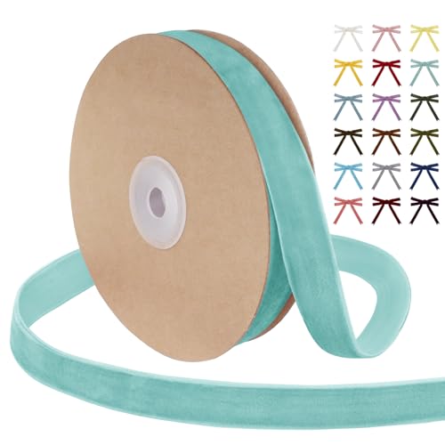 Uiopa Samtband Aquablau 15mm Breit, 9m Geschenkband Samt Band, Schleifenband Aquablau Ribbon Dekoband für Geschenkverpackung, Kränze, Hochzeit, Party, DIY Handwerk von Uiopa