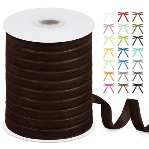 Uiopa Samtband Dunkelbraun 10mm x 45m Geschenkband Samt Schleifenband Vintage Samt Band Dekoband für Geschenke Verpackung, Kränze, Einladungen, Haarbändern, DIY Handwerk Uiopa Samtband Dunkelbraun 10mm x 45m Geschenkband Samt Schleifenband Vintage Samt Band Dekoband für Geschenke Verpackung, Kränze, Einladungen, Haarbändern, DIY Handwerk von Uiopa
