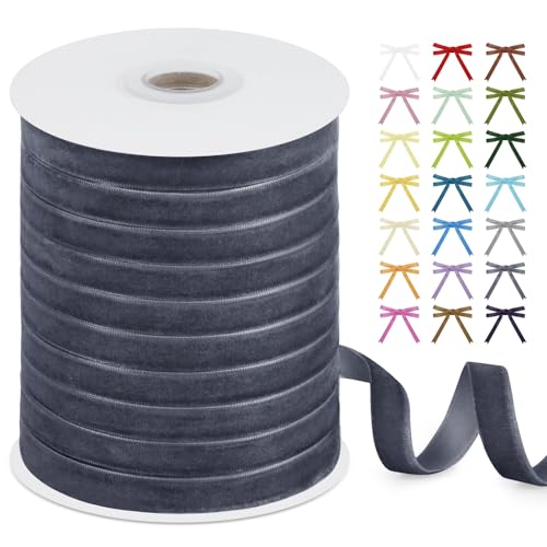 Uiopa Samtband Dunkelgrau 10mm x 45m Geschenkband Samt Schleifenband Vintage Samt Band Dekoband für Geschenke Verpackung, Kränze, Einladungen, Haarbändern, DIY Handwerk Uiopa Samtband Dunkelgrau 10mm x 45m Geschenkband Samt Schleifenband Vintage Samt Band Dekoband für Geschenke Verpackung, Kränze, Einladungen, Haarbändern, DIY Handwerk von Uiopa