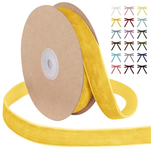 Uiopa Samtband Goldgelb 25mm Breit, 9m Geschenkband Samt Band, Schleifenband Goldgelb Ribbon Dekoband für Geschenkverpackung, Kränze, Hochzeit, Party, DIY Handwerk Uiopa Samtband Goldgelb 25mm Breit, 9m Geschenkband Samt Band, Schleifenband Goldgelb Ribbon Dekoband für Geschenkverpackung, Kränze, Hochzeit, Party, DIY Handwerk von Uiopa