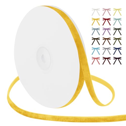 Uiopa Samtband Goldgelb 6mm Breit, 9m Geschenkband Samt Band, Schleifenband Goldgelb Ribbon Dekoband für Geschenkverpackung, Kränze, Hochzeit, Party, DIY Handwerk Uiopa Samtband Goldgelb 6mm Breit, 9m Geschenkband Samt Band, Schleifenband Goldgelb Ribbon Dekoband für Geschenkverpackung, Kränze, Hochzeit, Party, DIY Handwerk von Uiopa