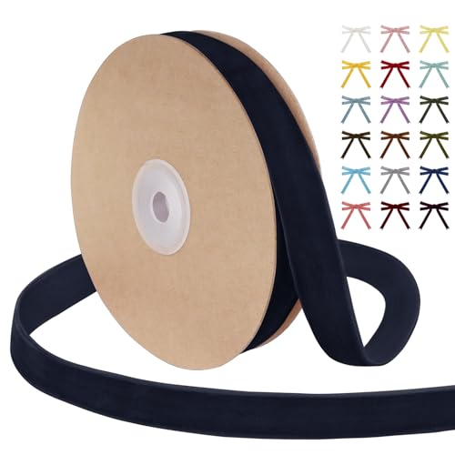 Uiopa Samtband Marineblau 15mm Breit, 9m Geschenkband Samt Band, Schleifenband Marineblau Ribbon Dekoband für Geschenkverpackung, Kränze, Hochzeit, Party, DIY Handwerk von Uiopa