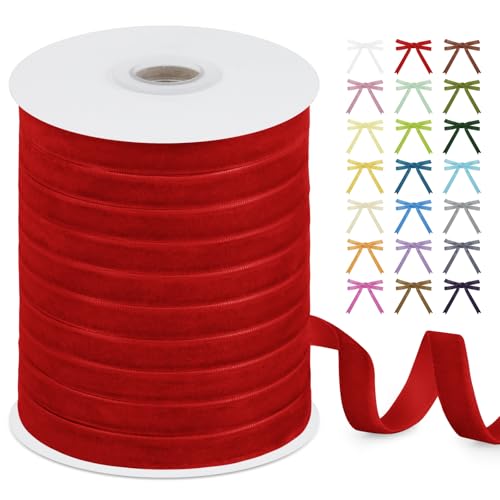 Uiopa Samtband Rot 10mm x 45m Geschenkband Samt Schleifenband Vintage Samt Band Dekoband für Geschenke Verpackung, Kränze, Einladungen, Haarbändern, DIY Handwerk Uiopa Samtband Rot 10mm x 45m Geschenkband Samt Schleifenband Vintage Samt Band Dekoband für Geschenke Verpackung, Kränze, Einladungen, Haarbändern, DIY Handwerk von Uiopa