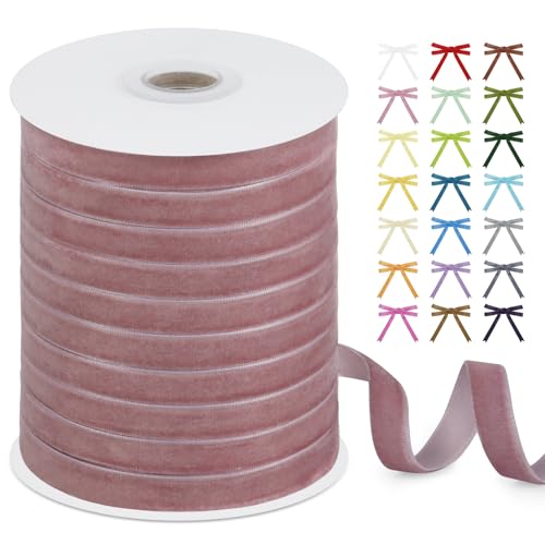 Uiopa Samtband Staubiges Rosa 10mm x 45m Geschenkband Samt Schleifenband Vintage Samt Band Dekoband für Geschenke Verpackung, Kränze, Einladungen, Haarbändern, DIY Handwerk Uiopa Samtband Staubiges Rosa 10mm x 45m Geschenkband Samt Schleifenband Vintage Samt Band Dekoband für Geschenke Verpackung, Kränze, Einladungen, Haarbändern, DIY Handwerk von Uiopa