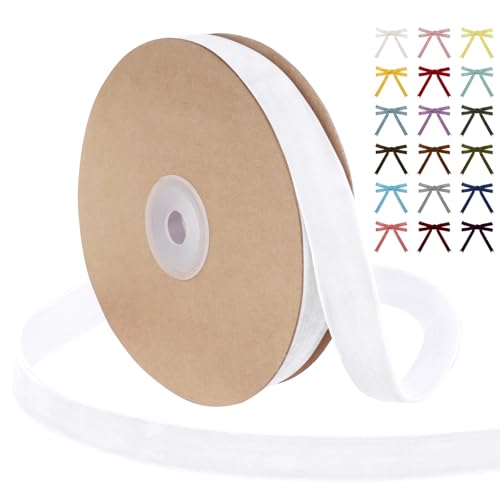 Uiopa Samtband Weiß 15mm Breit, 9m Geschenkband Samt Band, Schleifenband Weiß Ribbon Dekoband für Geschenkverpackung, Kränze, Hochzeit, Party, DIY Handwerk von Uiopa