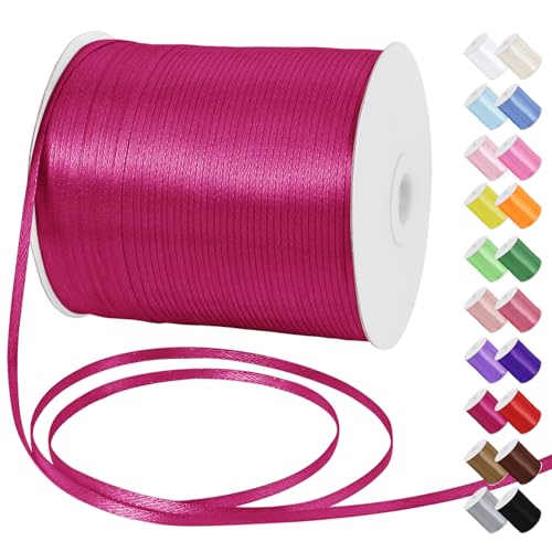 Uiopa Satinband 3mm x 790m Schleifenband Dunkelrosa Rot Geschenkband Stoff Ribbon Dekoband für Geschenkverpackungen, Einladungen, Blumensträuße, Hängende Ornamente, DIY-Projekte Uiopa Satinband 3mm x 790m Schleifenband Dunkelrosa Rot Geschenkband Stoff Ribbon Dekoband für Geschenkverpackungen, Einladungen, Blumensträuße, Hängende Ornamente, DIY-Projekte von Uiopa