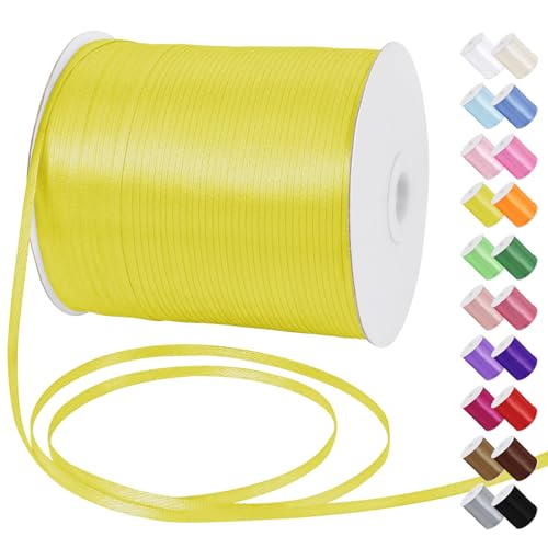 Uiopa Satinband 3mm x 790m Schleifenband Gelb Geschenkband Stoff Ribbon Dekoband für Geschenkverpackungen, Einladungen, Blumensträuße, Hängende Ornamente, DIY-Projekte von Uiopa