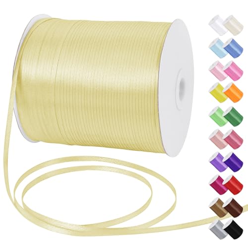 Uiopa Satinband 3mm x 790m Schleifenband Helles Gold Geschenkband Stoff Ribbon Dekoband für Geschenkverpackungen, Einladungen, Blumensträuße, Hängende Ornamente, DIY-Projekte Uiopa Satinband 3mm x 790m Schleifenband Helles Gold Geschenkband Stoff Ribbon Dekoband für Geschenkverpackungen, Einladungen, Blumensträuße, Hängende Ornamente, DIY-Projekte von Uiopa