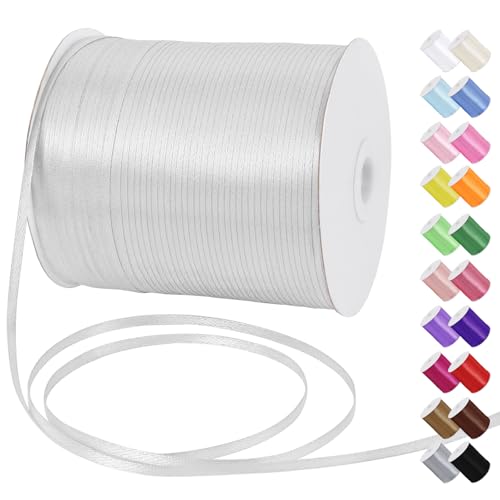 Uiopa Satinband 3mm x 790m Schleifenband Hellgrau Geschenkband Stoff Ribbon Dekoband für Geschenkverpackungen, Einladungen, Blumensträuße, Hängende Ornamente, DIY-Projekte von Uiopa