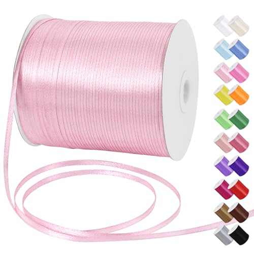 Uiopa Satinband 3mm x 790m Schleifenband Hellrosa Geschenkband Stoff Ribbon Dekoband für Geschenkverpackungen, Einladungen, Blumensträuße, Hängende Ornamente, DIY-Projekte Uiopa Satinband 3mm x 790m Schleifenband Hellrosa Geschenkband Stoff Ribbon Dekoband für Geschenkverpackungen, Einladungen, Blumensträuße, Hängende Ornamente, DIY-Projekte von Uiopa
