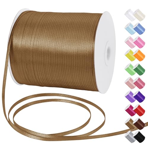 Uiopa Satinband 3mm x 790m Schleifenband Kaffee Geschenkband Stoff Ribbon Dekoband für Geschenkverpackungen, Einladungen, Blumensträuße, Hängende Ornamente, DIY-Projekte Uiopa Satinband 3mm x 790m Schleifenband Kaffee Geschenkband Stoff Ribbon Dekoband für Geschenkverpackungen, Einladungen, Blumensträuße, Hängende Ornamente, DIY-Projekte von Uiopa