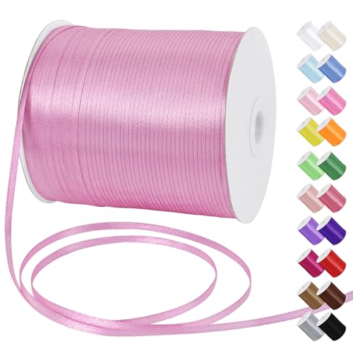 Uiopa Satinband 3mm x 790m Schleifenband Mittleres Rosa Geschenkband Stoff Ribbon Dekoband für Geschenkverpackungen, Einladungen, Blumensträuße, Hängende Ornamente, DIY-Projekte Uiopa Satinband 3mm x 790m Schleifenband Mittleres Rosa Geschenkband Stoff Ribbon Dekoband für Geschenkverpackungen, Einladungen, Blumensträuße, Hängende Ornamente, DIY-Projekte von Uiopa