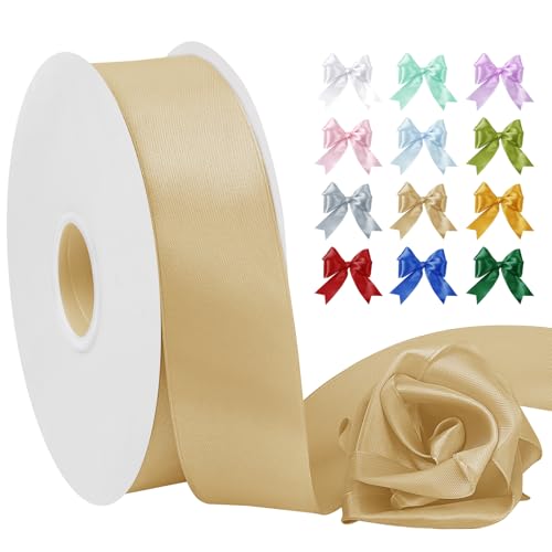 Uiopa Satinband Champagner 40mm Breit, 91m Seidenband Schleifenband Satin Band, Polyester Geschenkband Stoff Dekoband für Geschenkverpackungen, Blumensträuße, Hochzeit, DIY Handwerk Uiopa Satinband Champagner 40mm Breit, 91m Seidenband Schleifenband Satin Band, Polyester Geschenkband Stoff Dekoband für Geschenkverpackungen, Blumensträuße, Hochzeit, DIY Handwerk von Uiopa