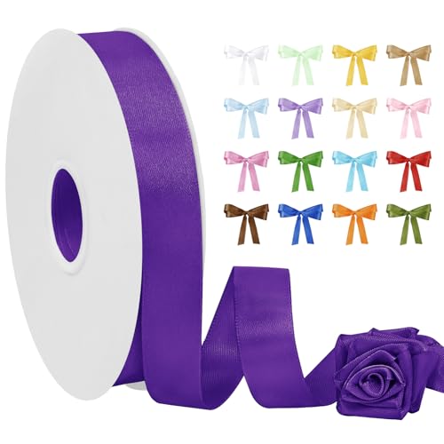 Uiopa Satinband Dunkelviolett 20mm Breit, 91m Seidenband Schleifenband Satin Band, Polyester Geschenkband Stoff Dekoband für Geschenkverpackungen, Blumensträuße, Hochzeit, DIY Handwerk Uiopa Satinband Dunkelviolett 20mm Breit, 91m Seidenband Schleifenband Satin Band, Polyester Geschenkband Stoff Dekoband für Geschenkverpackungen, Blumensträuße, Hochzeit, DIY Handwerk von Uiopa