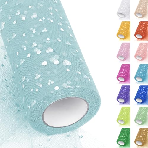 Uiopa Tüll Aquablau Glitzer 15cm x 22m Pailletten Tüllstoff Polyester Tüllband Dekostoff Tüll Rolle für Tutu Röcke, Geschenkverpackung, Geburtstag/Party/Hochzeitsdekoration, DIY Handwerk Uiopa Tüll Aquablau Glitzer 15cm x 22m Pailletten Tüllstoff Polyester Tüllband Dekostoff Tüll Rolle für Tutu Röcke, Geschenkverpackung, Geburtstag/Party/Hochzeitsdekoration, DIY Handwerk von Uiopa