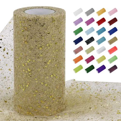 Uiopa Tüllstoff Glitzer 15cm x 22m Tüll Rolle Tüllband Champagner-Gold Pailletten Dekostoff Glitzerband für Tutu Röcke, Geschenkverpackung, Hochzeitsdekoration, DIY Handwerk Uiopa Tüllstoff Glitzer 15cm x 22m Tüll Rolle Tüllband Champagner-Gold Pailletten Dekostoff Glitzerband für Tutu Röcke, Geschenkverpackung, Hochzeitsdekoration, DIY Handwerk von Uiopa