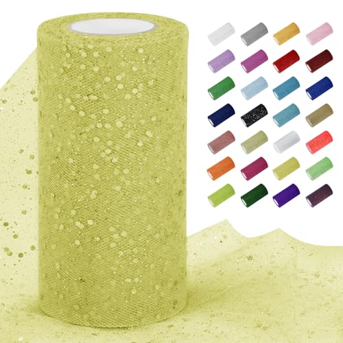 Uiopa Tüllstoff Glitzer 15cm x 22m Tüll Rolle Tüllband Hellgelb Pailletten Dekostoff Glitzerband für Tutu Röcke, Geschenkverpackung, Hochzeitsdekoration, DIY Handwerk Uiopa Tüllstoff Glitzer 15cm x 22m Tüll Rolle Tüllband Hellgelb Pailletten Dekostoff Glitzerband für Tutu Röcke, Geschenkverpackung, Hochzeitsdekoration, DIY Handwerk von Uiopa