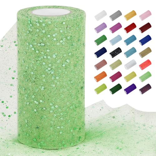 Uiopa Tüllstoff Glitzer 15cm x 22m Tüll Rolle Tüllband Hellgrün Pailletten Dekostoff Glitzerband für Tutu Röcke, Geschenkverpackung, Hochzeitsdekoration, DIY Handwerk Uiopa Tüllstoff Glitzer 15cm x 22m Tüll Rolle Tüllband Hellgrün Pailletten Dekostoff Glitzerband für Tutu Röcke, Geschenkverpackung, Hochzeitsdekoration, DIY Handwerk von Uiopa