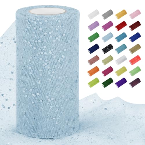 Uiopa Tüllstoff Glitzer 15cm x 22m Tüll Rolle Tüllband Himmelblau Pailletten Dekostoff Glitzerband für Tutu Röcke, Geschenkverpackung, Hochzeitsdekoration, DIY Handwerk Uiopa Tüllstoff Glitzer 15cm x 22m Tüll Rolle Tüllband Himmelblau Pailletten Dekostoff Glitzerband für Tutu Röcke, Geschenkverpackung, Hochzeitsdekoration, DIY Handwerk von Uiopa