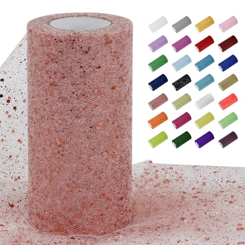 Uiopa Tüllstoff Glitzer 15cm x 22m Tüll Rolle Tüllband Roségold Pailletten Dekostoff Glitzerband für Tutu Röcke, Geschenkverpackung, Hochzeitsdekoration, DIY Handwerk Uiopa Tüllstoff Glitzer 15cm x 22m Tüll Rolle Tüllband Roségold Pailletten Dekostoff Glitzerband für Tutu Röcke, Geschenkverpackung, Hochzeitsdekoration, DIY Handwerk von Uiopa