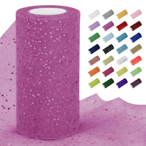 Uiopa Tüllstoff Glitzer 15cm x 22m Tüll Rolle Tüllband Rosenrot Pailletten Dekostoff Glitzerband für Tutu Röcke, Geschenkverpackung, Hochzeitsdekoration, DIY Handwerk Uiopa Tüllstoff Glitzer 15cm x 22m Tüll Rolle Tüllband Rosenrot Pailletten Dekostoff Glitzerband für Tutu Röcke, Geschenkverpackung, Hochzeitsdekoration, DIY Handwerk von Uiopa