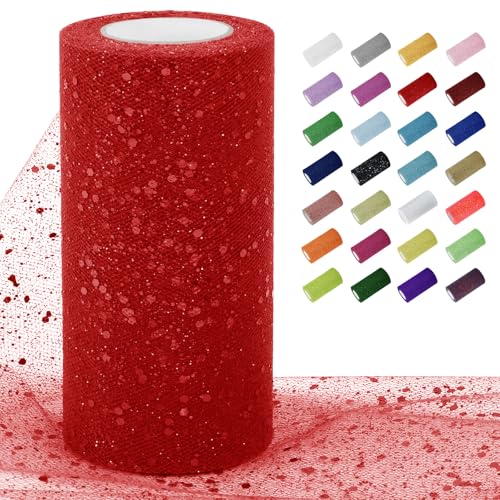 Uiopa Tüllstoff Glitzer 15cm x 22m Tüll Rolle Tüllband Rot Pailletten Dekostoff Glitzerband für Tutu Röcke, Geschenkverpackung, Hochzeitsdekoration, DIY Handwerk Uiopa Tüllstoff Glitzer 15cm x 22m Tüll Rolle Tüllband Rot Pailletten Dekostoff Glitzerband für Tutu Röcke, Geschenkverpackung, Hochzeitsdekoration, DIY Handwerk von Uiopa