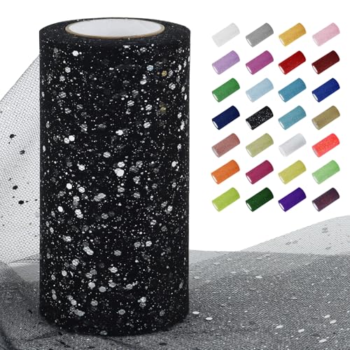 Uiopa Tüllstoff Glitzer 15cm x 22m Tüll Rolle Tüllband Schwarz Silber Pailletten Dekostoff Glitzerband für Tutu Röcke, Geschenkverpackung, Hochzeitsdekoration, DIY Handwerk Uiopa Tüllstoff Glitzer 15cm x 22m Tüll Rolle Tüllband Schwarz Silber Pailletten Dekostoff Glitzerband für Tutu Röcke, Geschenkverpackung, Hochzeitsdekoration, DIY Handwerk von Uiopa