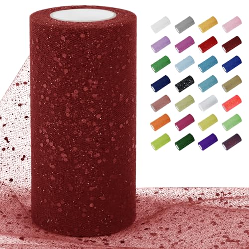 Uiopa Tüllstoff Glitzer 15cm x 22m Tüll Rolle Tüllband Weinrot Pailletten Dekostoff Glitzerband für Tutu Röcke, Geschenkverpackung, Hochzeitsdekoration, DIY Handwerk Uiopa Tüllstoff Glitzer 15cm x 22m Tüll Rolle Tüllband Weinrot Pailletten Dekostoff Glitzerband für Tutu Röcke, Geschenkverpackung, Hochzeitsdekoration, DIY Handwerk von Uiopa