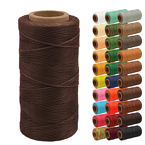 Uiopa Wachsfaden, 0,8mm x 270m Flacher Ledergarn Gewachst, Leder Nähen Faden Sattlergarn Gewachste für Nähprojekte, Reparatur, Buchbinden, DIY Basteln von Uiopa